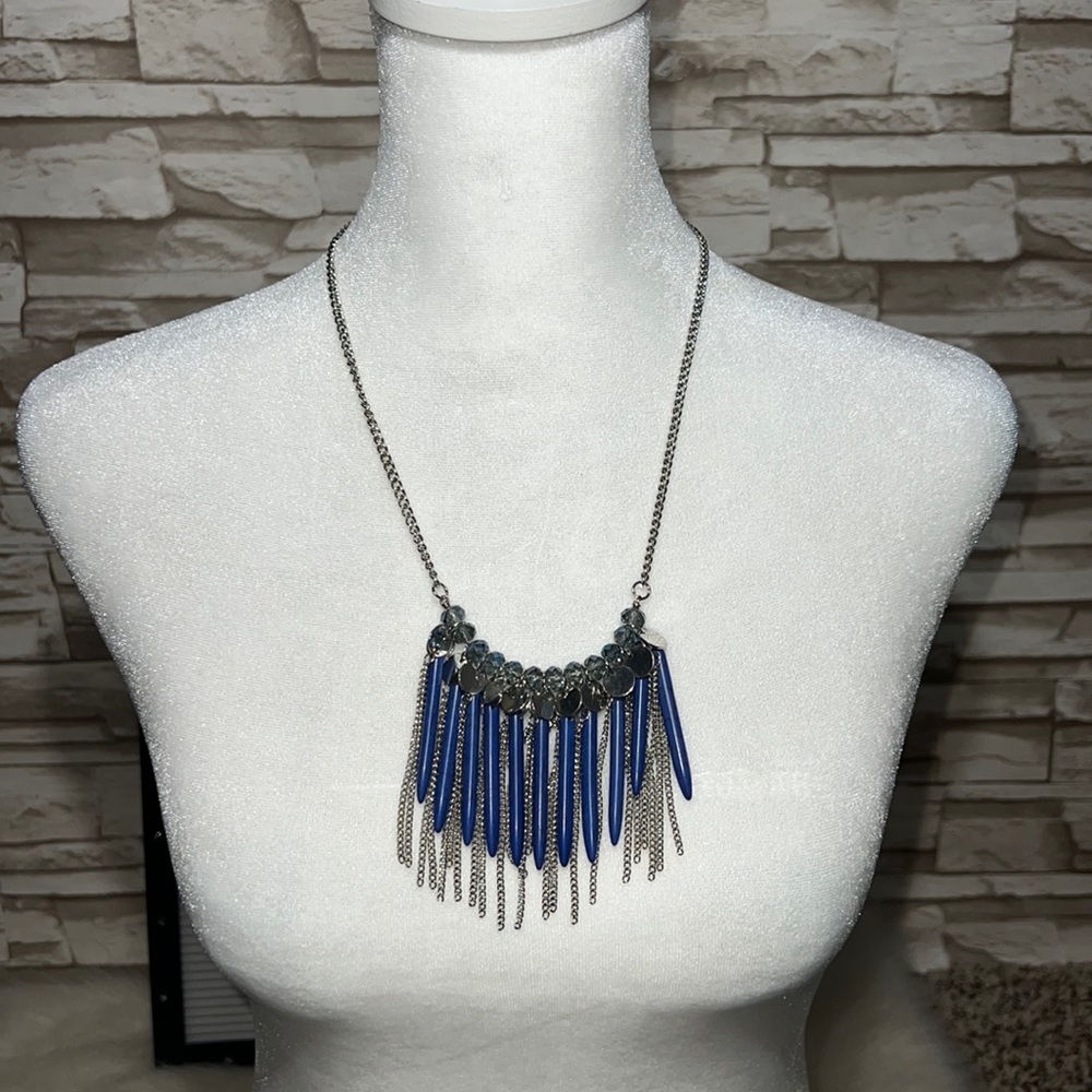 INSPIRED JEWELRY 17” Fringe Navy Necklace